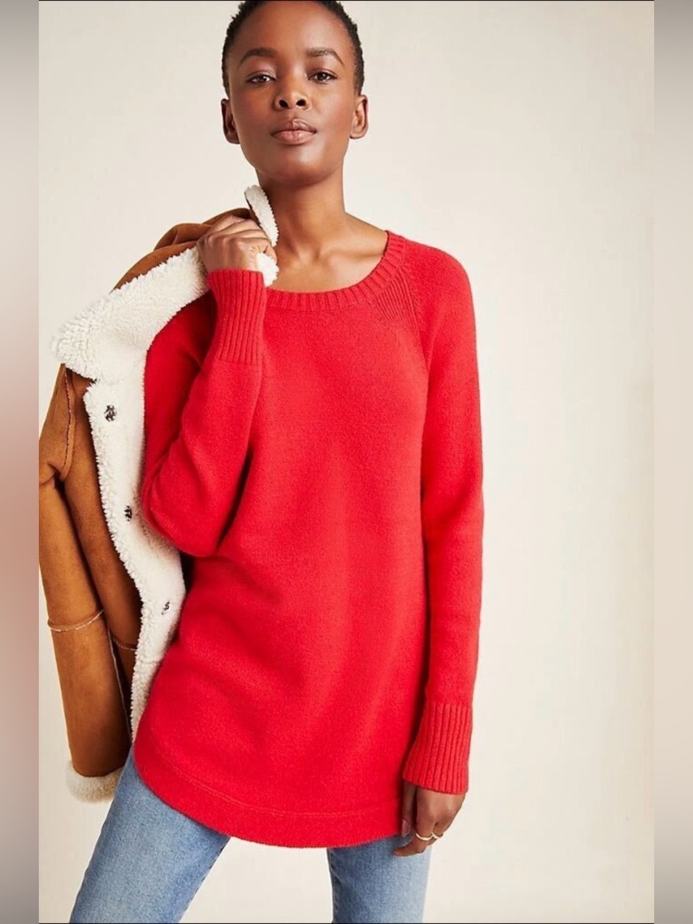 Anthropologie Rebekah Knit Pullover Sweater Red Viscose Large